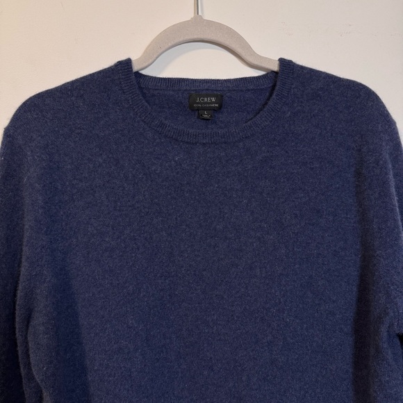 J. Crew Brushed Cashmere Crewneck Navy Sweater Size Large - Picture 2 of 7